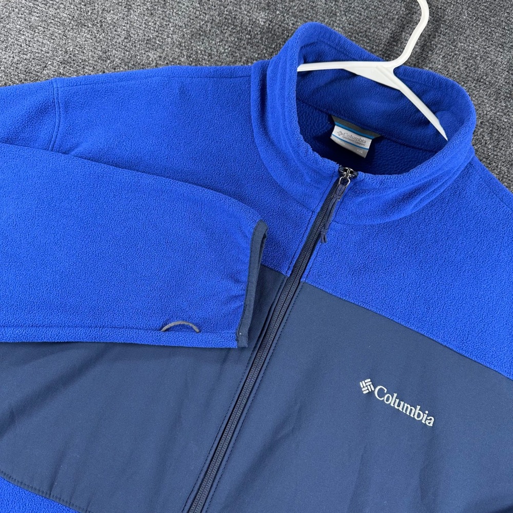 Columbia Fleece Jacket Mens XXL 2XL Blue Colorblock Full Zip Outdoor Hiking
